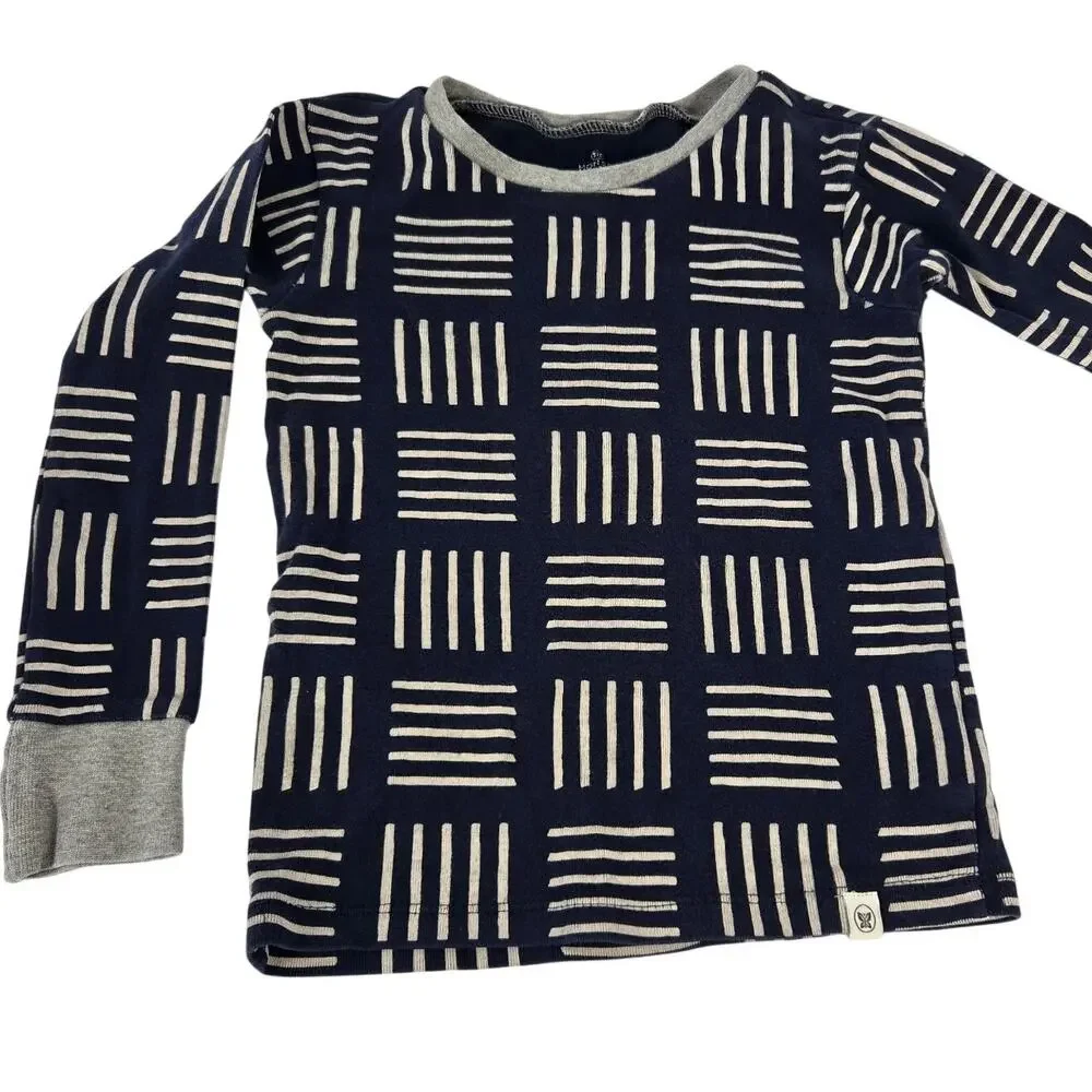 Honest Baby Organic Cotton Blue White Geometric Print Two Piece PJ Set Size 4T